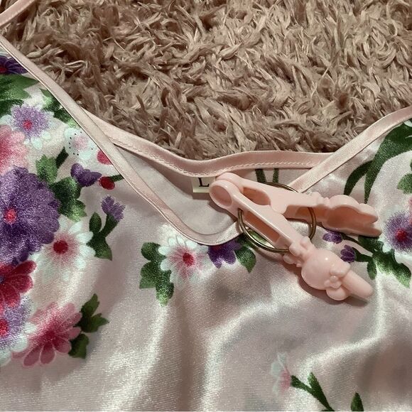 Pink Floral Satin Cottagecore Fairycore Nymphet Fairy Slip Dress Size Large - Picture 7 of 14